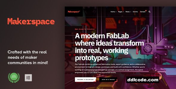 Makerspace - FabLab & Community Workshop WordPress Theme