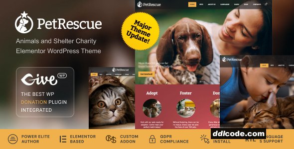 Pet Rescue - Animals and Shelter Charity WP Theme