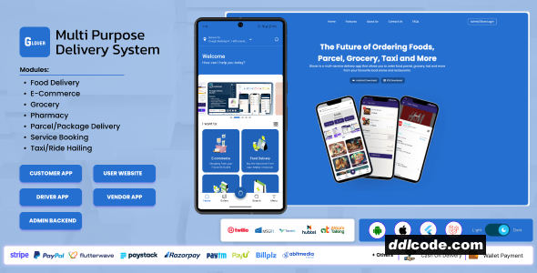 GLOVER - Multi-Service Super App Platform for Food, Grocery, Pharmacy, Parcel, Ride Hailing & More