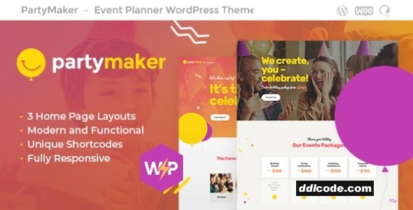 PartyMaker - Event Planner & Wedding Agency WordPress Theme