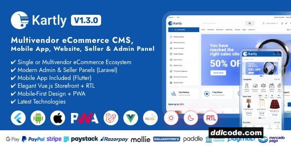 Kartly - Multivendor eCommerce CMS, Mobile App, Website, Seller and Admin Panel