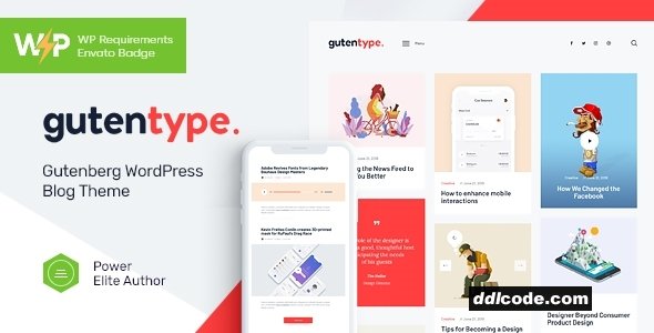 Gutentype - 100% Gutenberg Blog WordPress Theme + Elementor