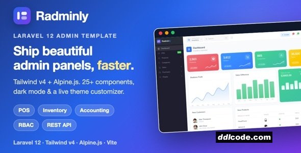 Radminly - Laravel Tailwind Admin Template with POS, Inventory, Accounting & More