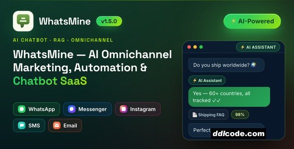 WhatsMine - AI Omnichannel Marketing, Automation & Chatbot SaaS (WhatsApp, Messenger, SMS & Email)