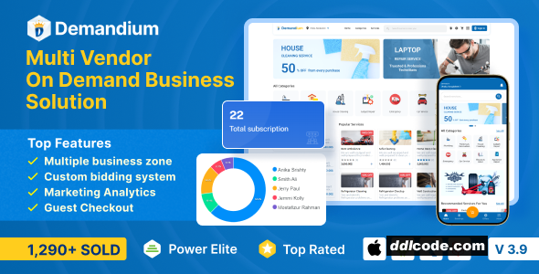 Demandium - Multi Provider On Demand, Handyman, Home service App with admin panel