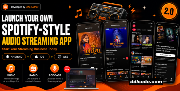 DTRadio - Spotify Clone Flutter App for Music, Radio, Podcasts & Live Events (iOS & Android)