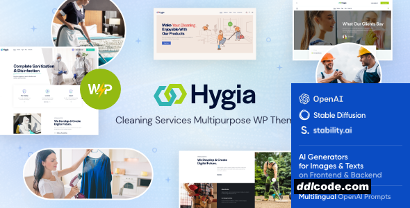 Hygia - Cleaning Company & Laundry Services WordPress Theme + Shop