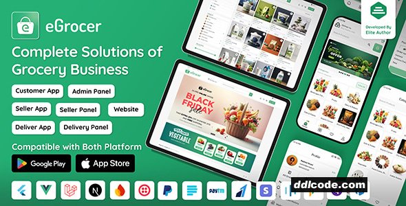 eGrocer - Online Multi Vendor Grocery Store, eCommerce Flutter Full App