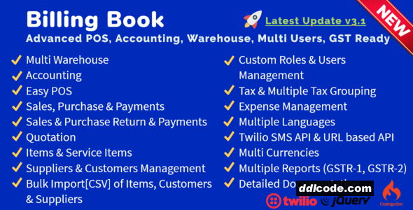 Billing Book - Advanced POS, Inventory, Accounting, Warehouse, Multi Users, GST Ready