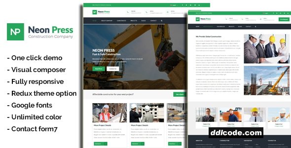 NeonPress - Business Construction WordPress Theme