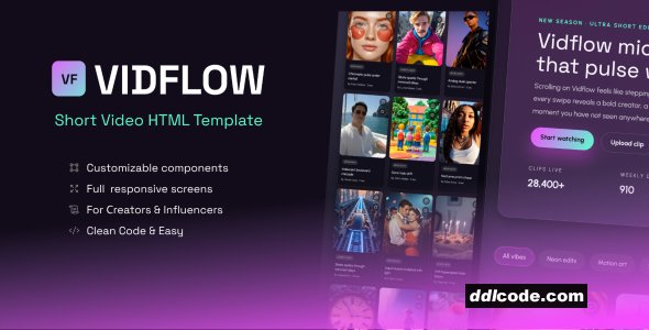 Vidflow - Short Video HTML Template