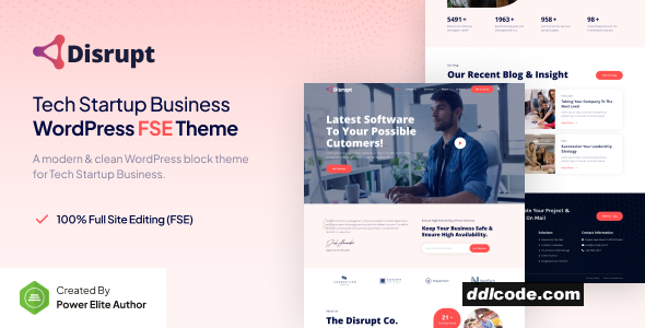 Disrupt - Tech Startup Business Gutenverse FSE WordPress Block Theme