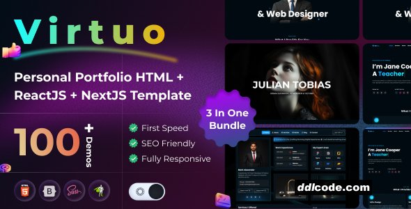 Virtuo - Personal Portfolio HTML + ReactJS + NextJS Template