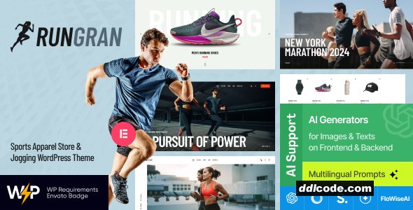 Run Gran - Sports Store for Gear, Apparel, Clothing & Shoes WordPress Theme