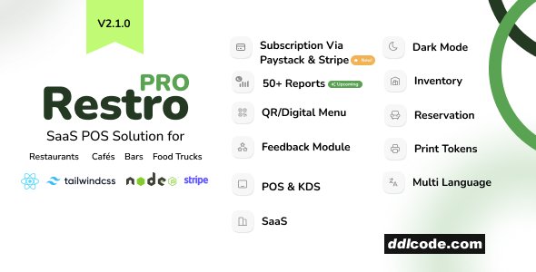 RestroPro SaaS - Restaurant POS Software React Node.js Script