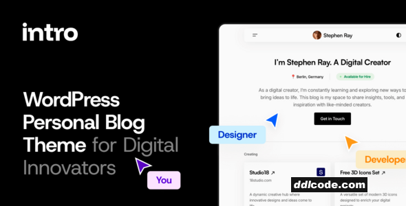 Intro - Personal Digital Blog WordPress Theme