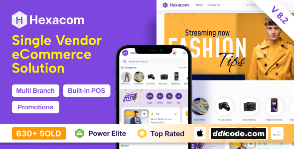 Hexacom - Single vendor eCommerce App with Website, Admin Panel and Delivery boy app