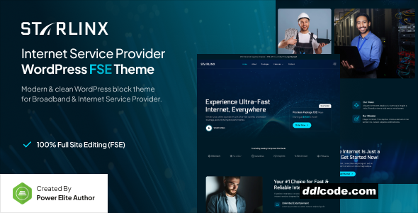 Starlinx - Broadband & Internet Service Provider Gutenverse FSE WordPress Block Theme