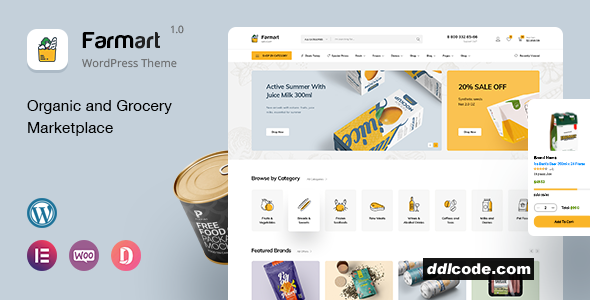 Farmart - Organic & Grocery Marketplace WordPress Theme