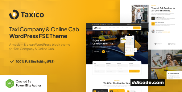Taxico - Taxi Company & Online Cab Service Gutenverse FSE WordPress Block Theme