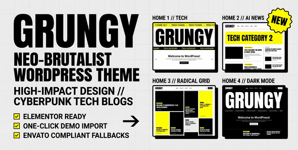 Grungy - Neo-Brutalist Blog WordPress Theme