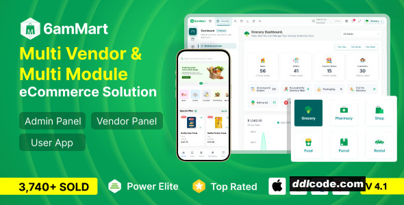 6amMart - Multivendor Food, Grocery, eCommerce, Parcel, Pharmacy delivery app with Admin & Website
