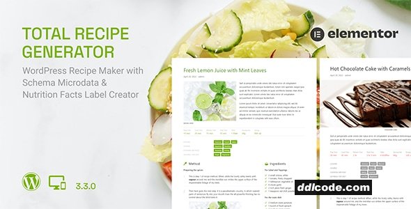 Total Recipe Generator - WordPress Recipe Maker with Schema and Nutrition Facts (Elementor addon)