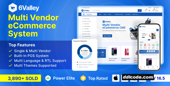 6Valley Multi-Vendor eCommerce CMS - Complete eCommerce Mobile App, Website, Seller and Admin Panel