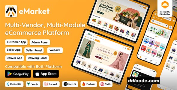 eMarket - All‑in‑One Multi‑Vendor Multi‑Module eCommerce App with Web & Admin Panel