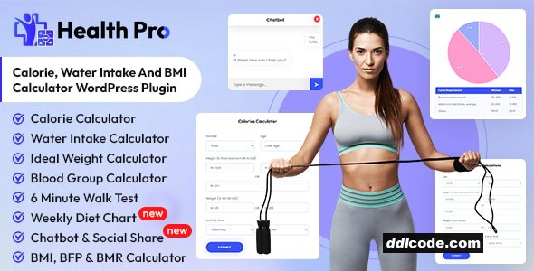 Health Pro - Calorie, Water Intake, BMI Calculator with AI Chatbot Assistant WordPress Plugin