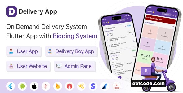 Delivery App - On Demand Delivery System Flutter App with bidding system - Courier App