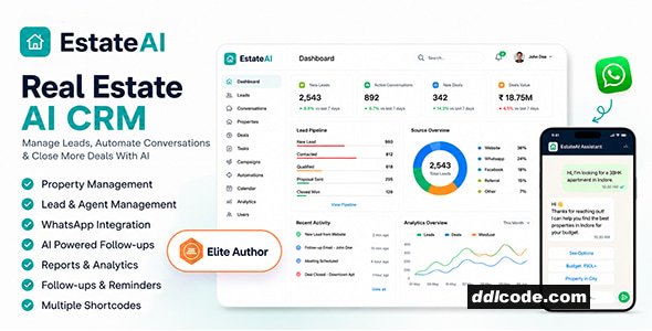 EstateAI - Real Estate AI CRM, Property, Leads, Agents & WordPress Plugin