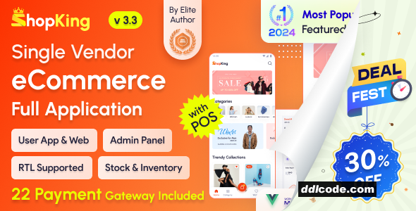 ShopKing - eCommerce App with Laravel Website & Admin Panel with POS - Inventory Management