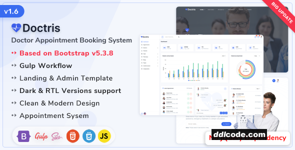 Doctris - Doctor Appointment Booking System Landing & Bootstrap 5 Admin Dashboard Template