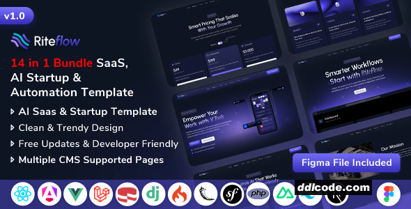 RiteFlow - Multipurpose AI Startup, SaaS & Automation Tech Business Template