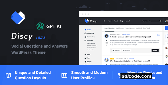 Discy - Social Questions and Answers WordPress Theme